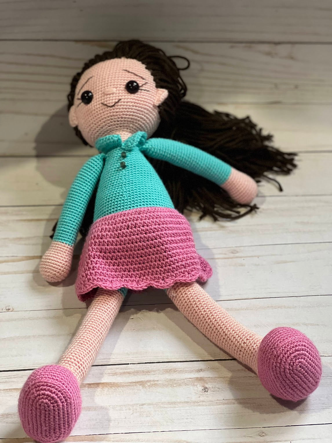 Big Doll With Long Hair - Crochet Knitted Amigurumi Toy