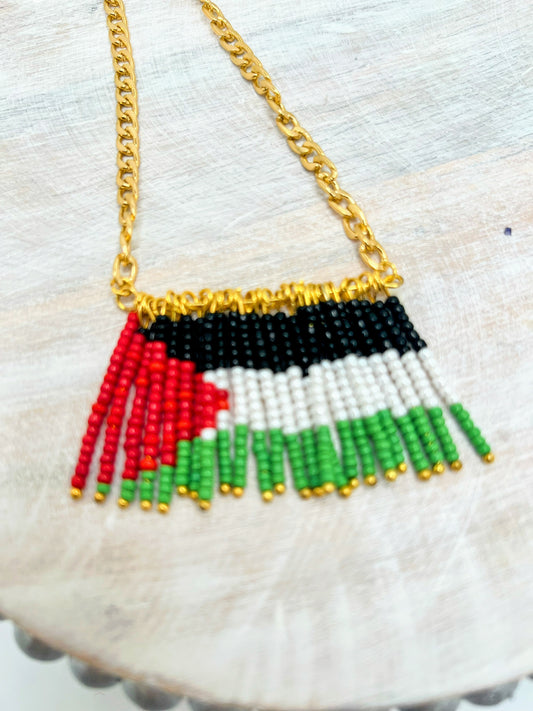 Palestine Flag Beaded Necklace – Handmade Cultural & Solidarity Jewelry