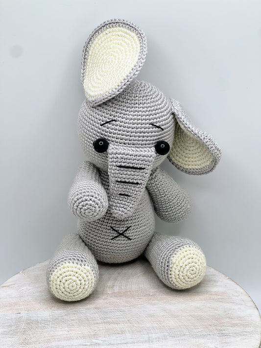 Crochet Amigurumi Elephant with Moveable Legs – Soft Plush Toy for Kids
