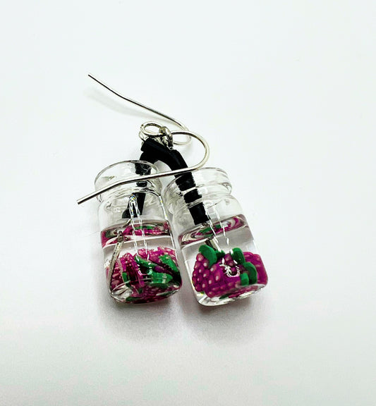 Fruit Drink Earrings – Cute Mini Juice Jar Dangles & Fruit Slice Studs
