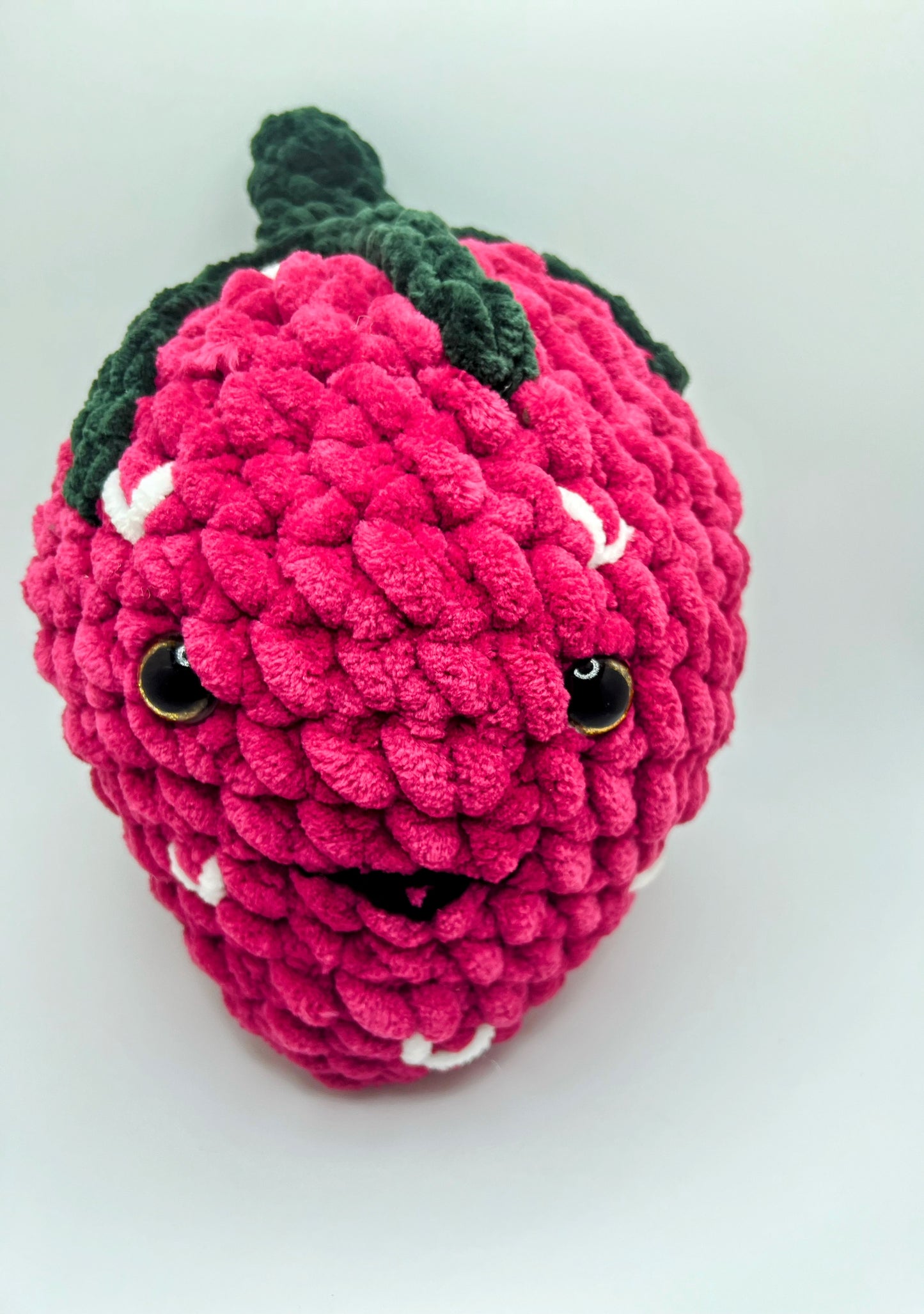 Stuffed Big  Pink Strawberry 🍓 - Crochet Knitted Amigurumi Toy