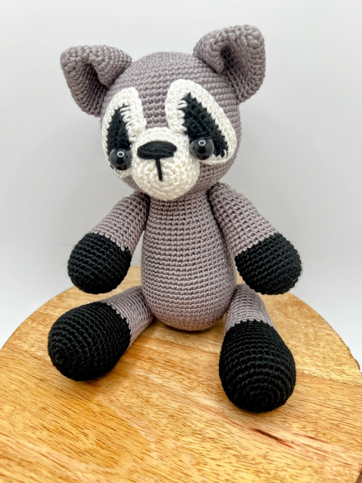 Stuffed Raccoon Toy With Moving Legs - Crochet Knitted Amigurumi Toy