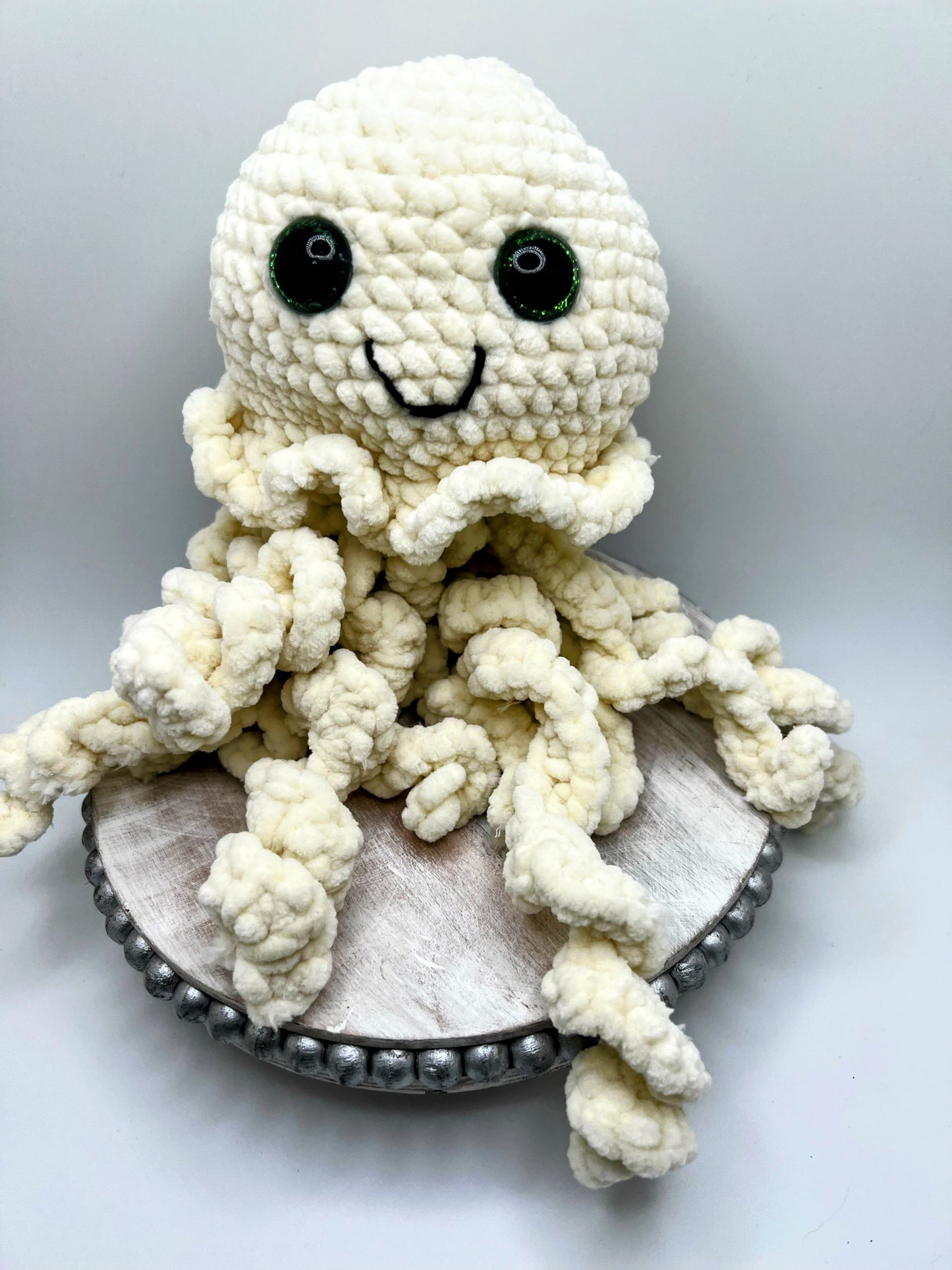 Stuffed Beige Jellyfish - Crochet Knitted Amigurumi Toy