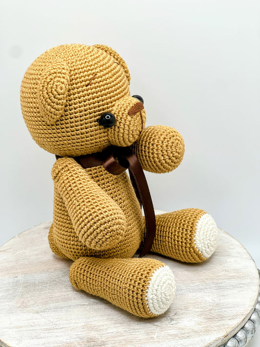 Crochet Amigurumi Brown Bear with Moveable Legs – Handmade Plush Toy