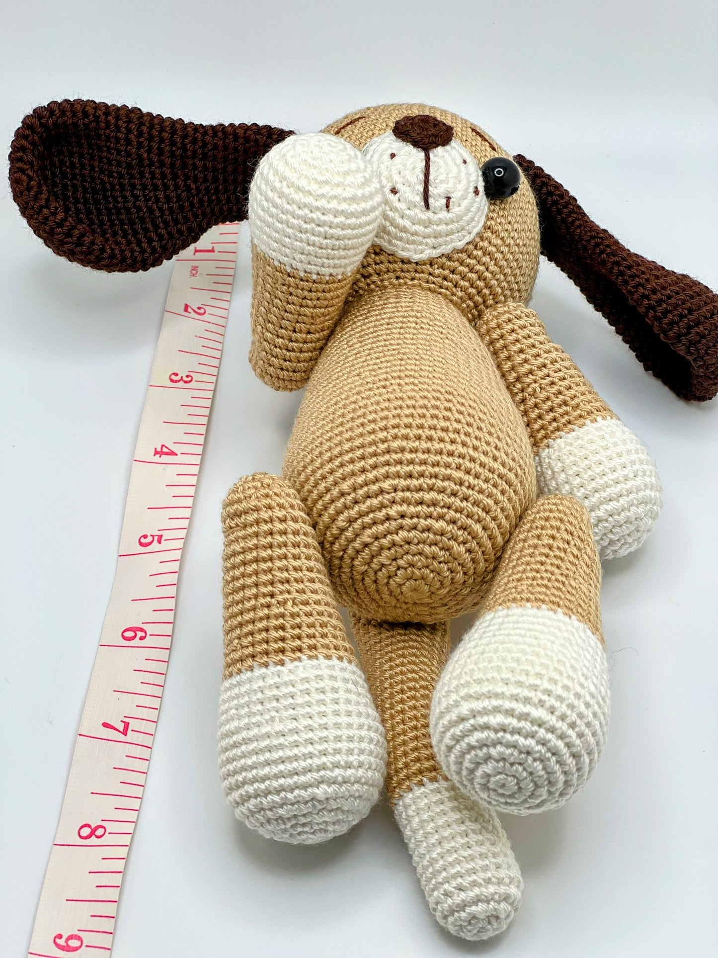 Stuffed Brown Dog Toy With Moving Legs - Crochet Knitted Amigurumi Toy
