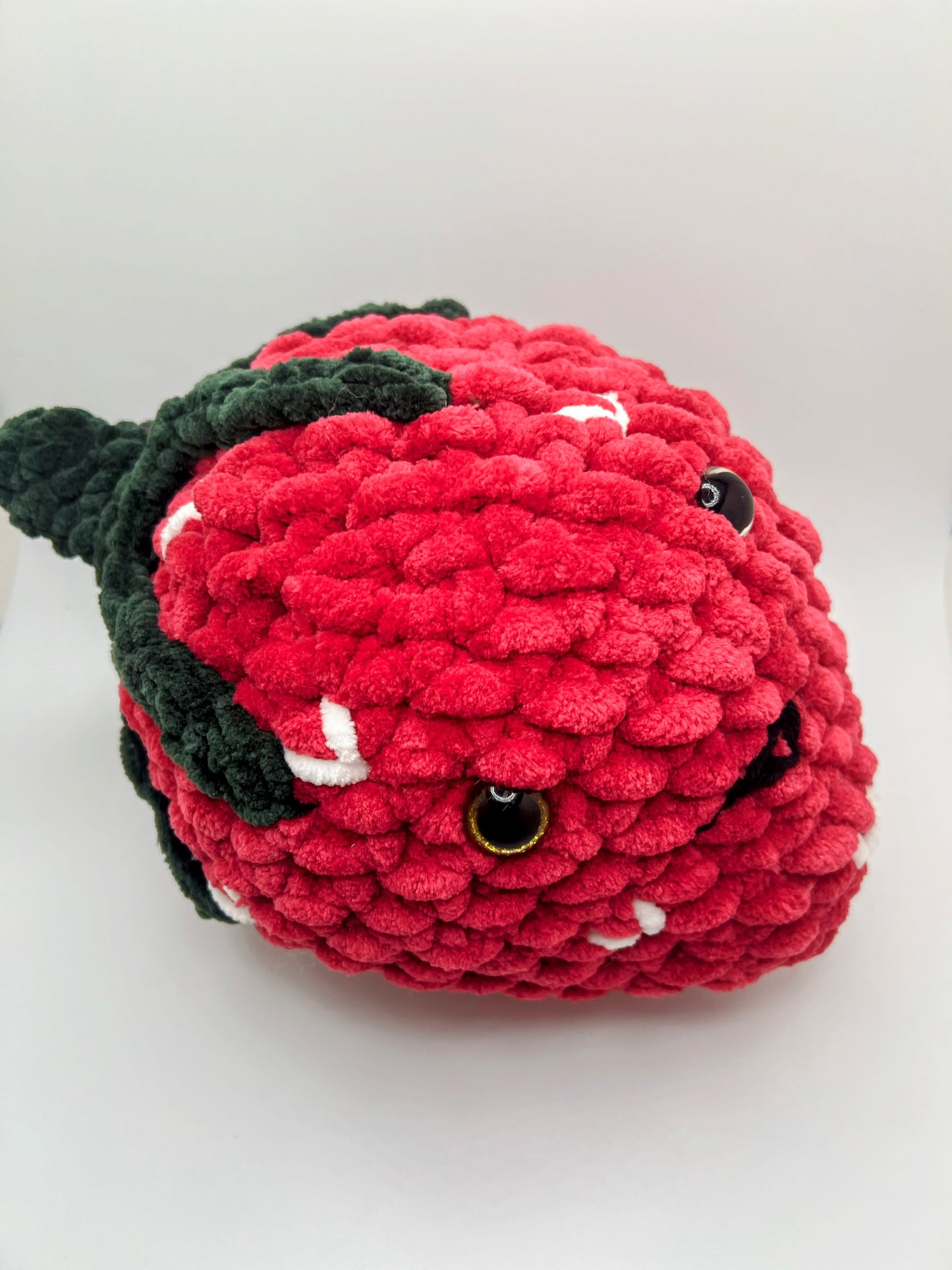 Stuffed Big  Pink Strawberry 🍓 - Crochet Knitted Amigurumi Toy