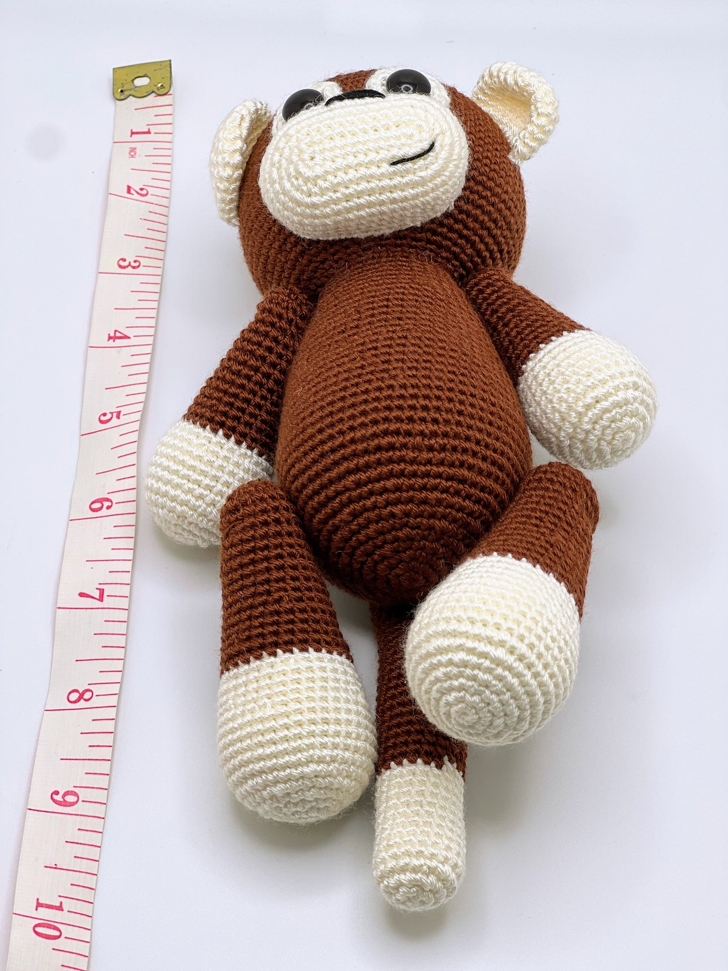 Stuffed Brown Monkey Toy With Moving Legs - Crochet Knitted Amigurumi Toy