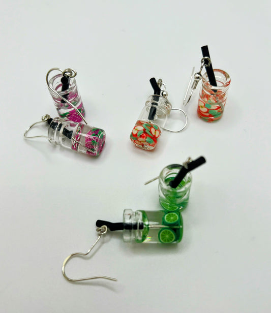 Fruit Drink Earrings – Cute Mini Juice Jar Dangles & Fruit Slice Studs