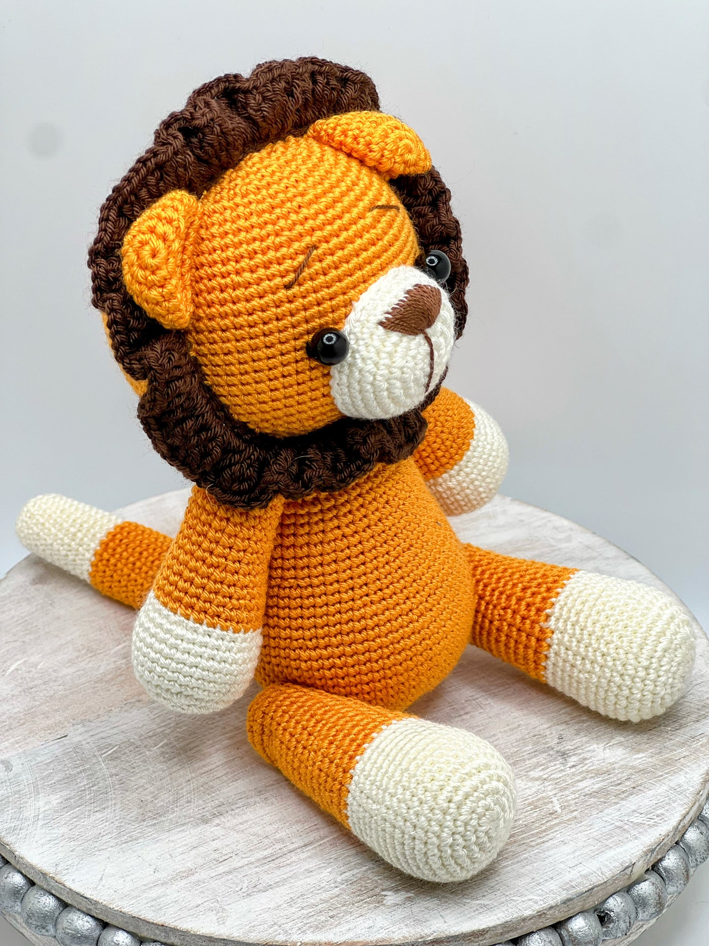 Stuffed Lion Toy With Moving Legs - Crochet Knitted Amigurumi Toy