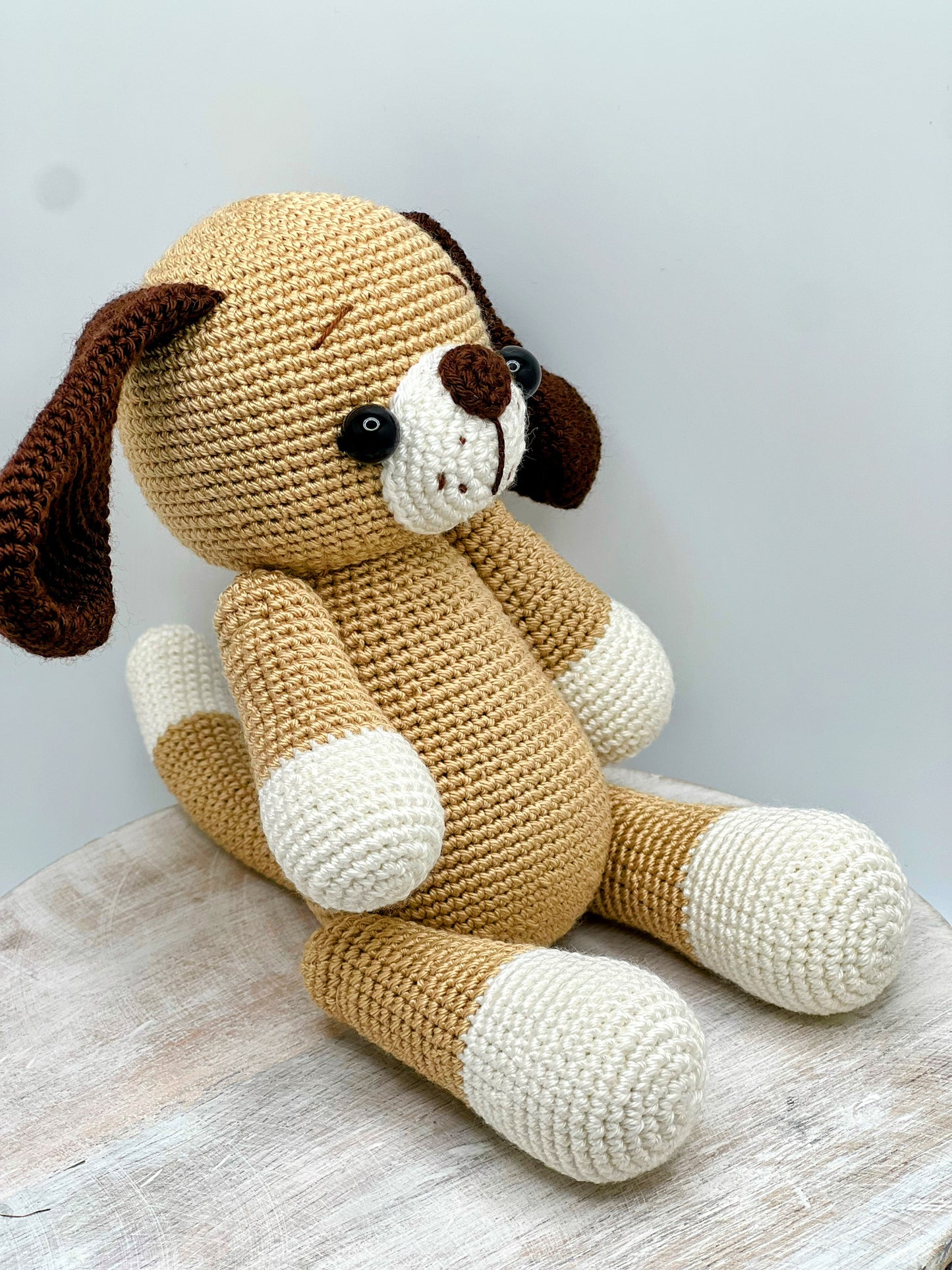 Stuffed Brown Dog Toy With Moving Legs - Crochet Knitted Amigurumi Toy