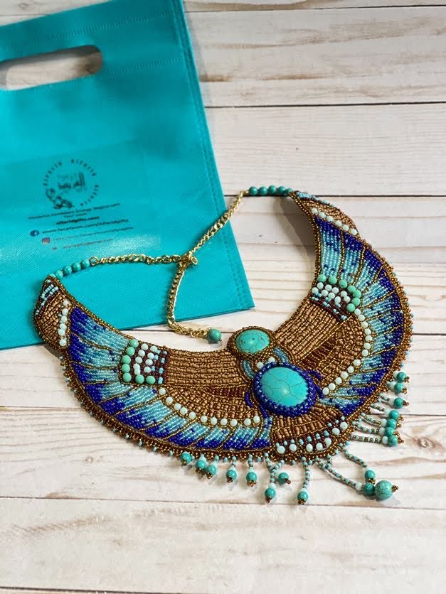 Cleopatra Necklace - Egyptian beaded embroidered collar necklace