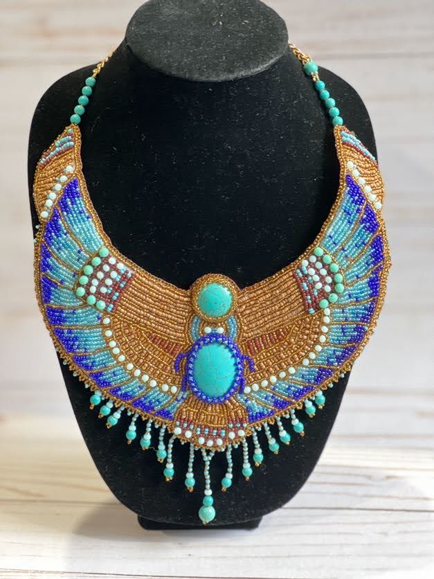 Cleopatra Necklace - Egyptian beaded embroidered collar necklace