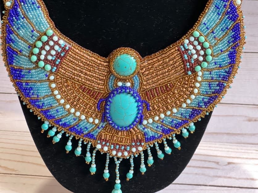 Cleopatra Necklace - Egyptian beaded embroidered collar necklace