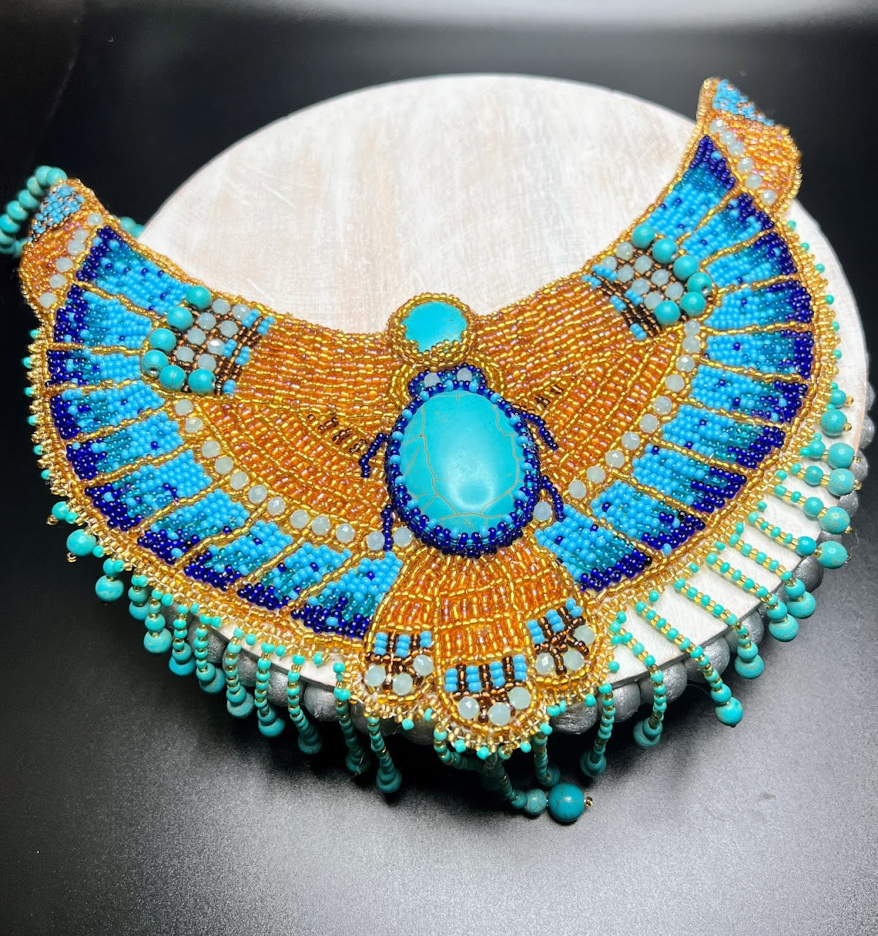 Cleopatra Necklace - Egyptian beaded embroidered collar necklace