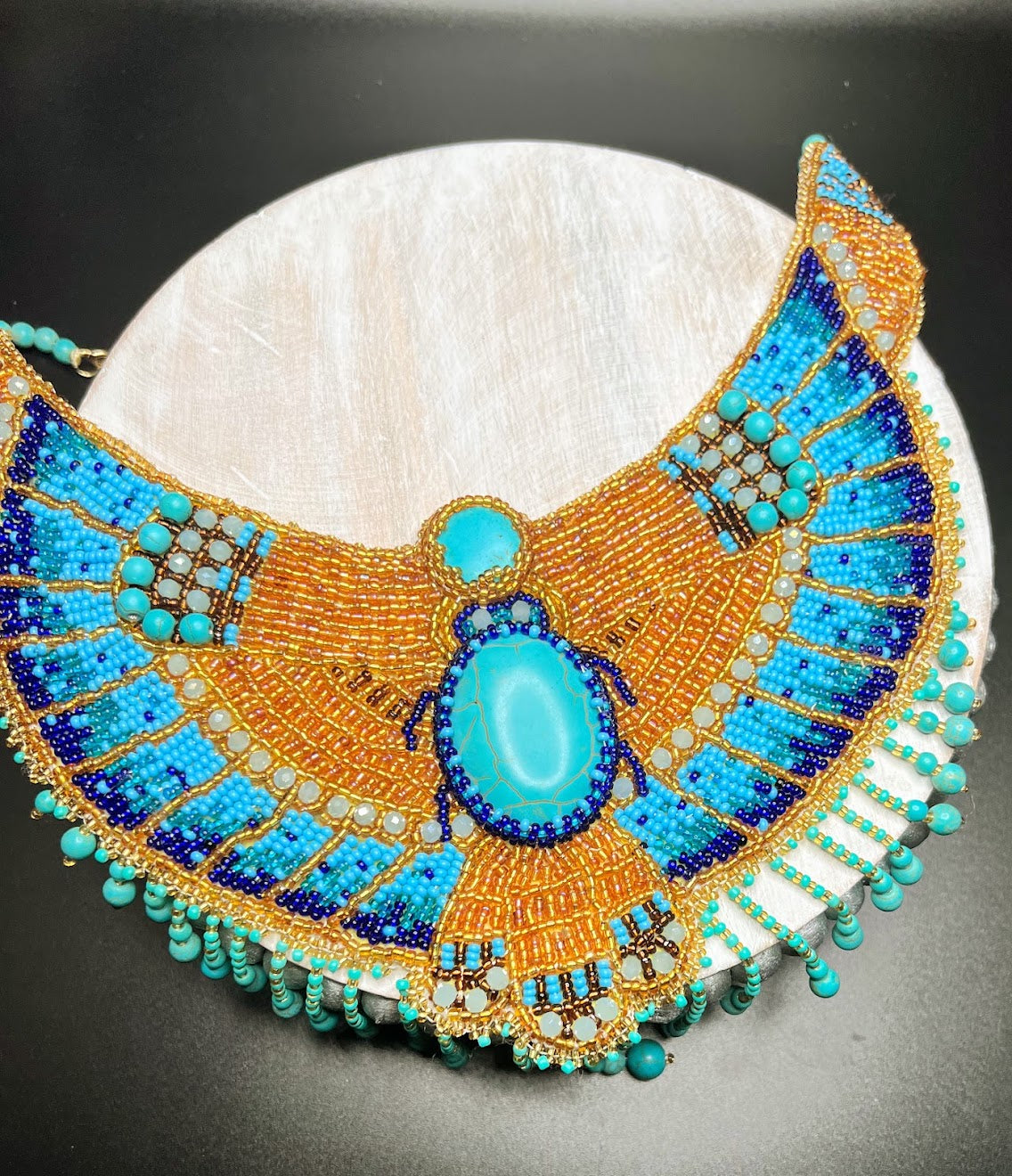 Cleopatra Necklace - Egyptian beaded embroidered collar necklace