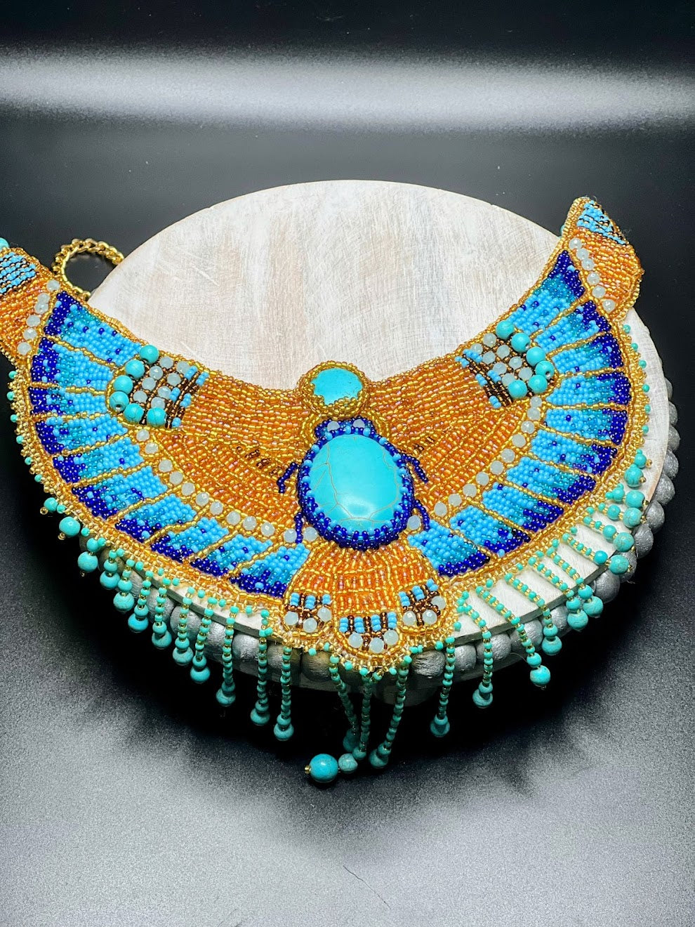 Cleopatra Necklace - Egyptian beaded embroidered collar necklace