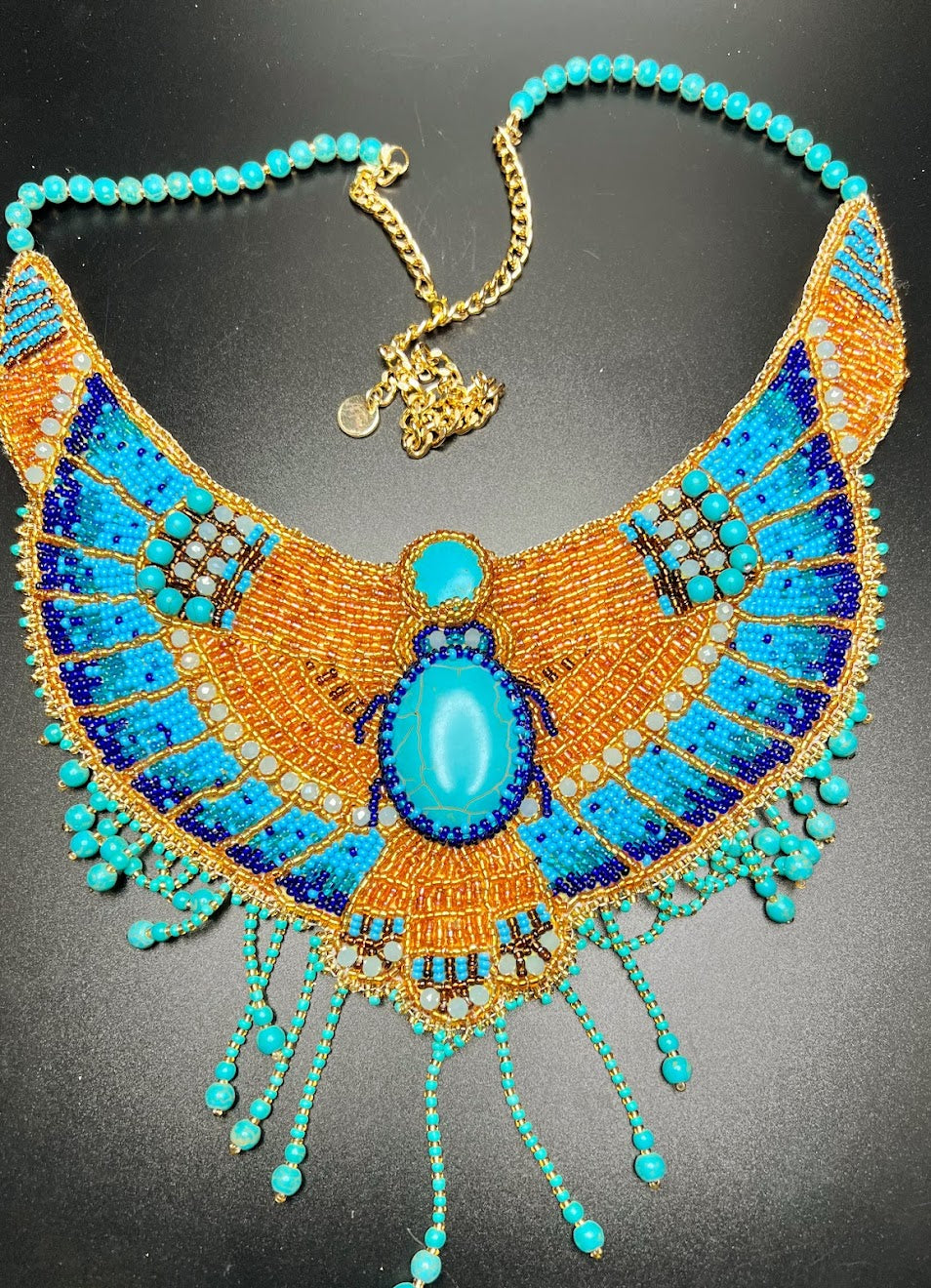 Cleopatra Necklace - Egyptian beaded embroidered collar necklace