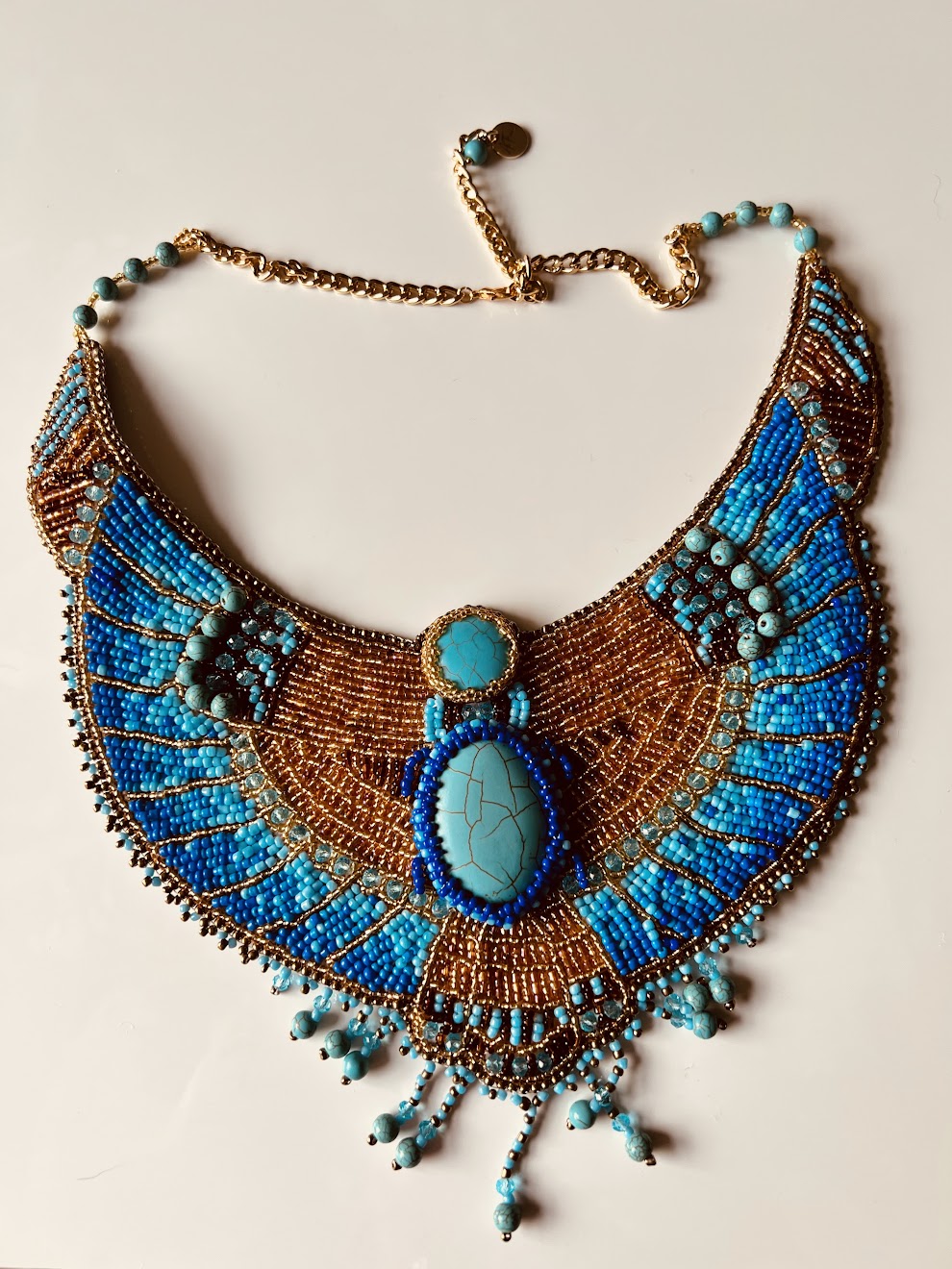 Cleopatra Necklace - Egyptian beaded embroidered collar necklace