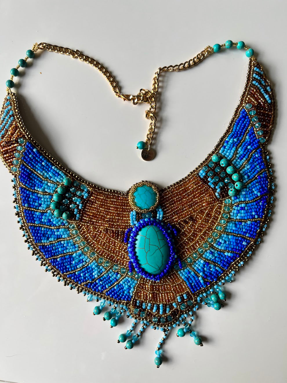 Cleopatra Necklace - Egyptian beaded embroidered collar necklace