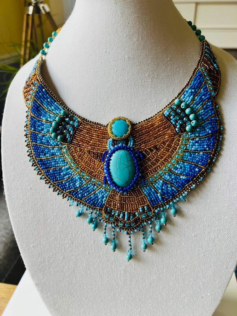 Cleopatra Necklace - Egyptian beaded embroidered collar necklace