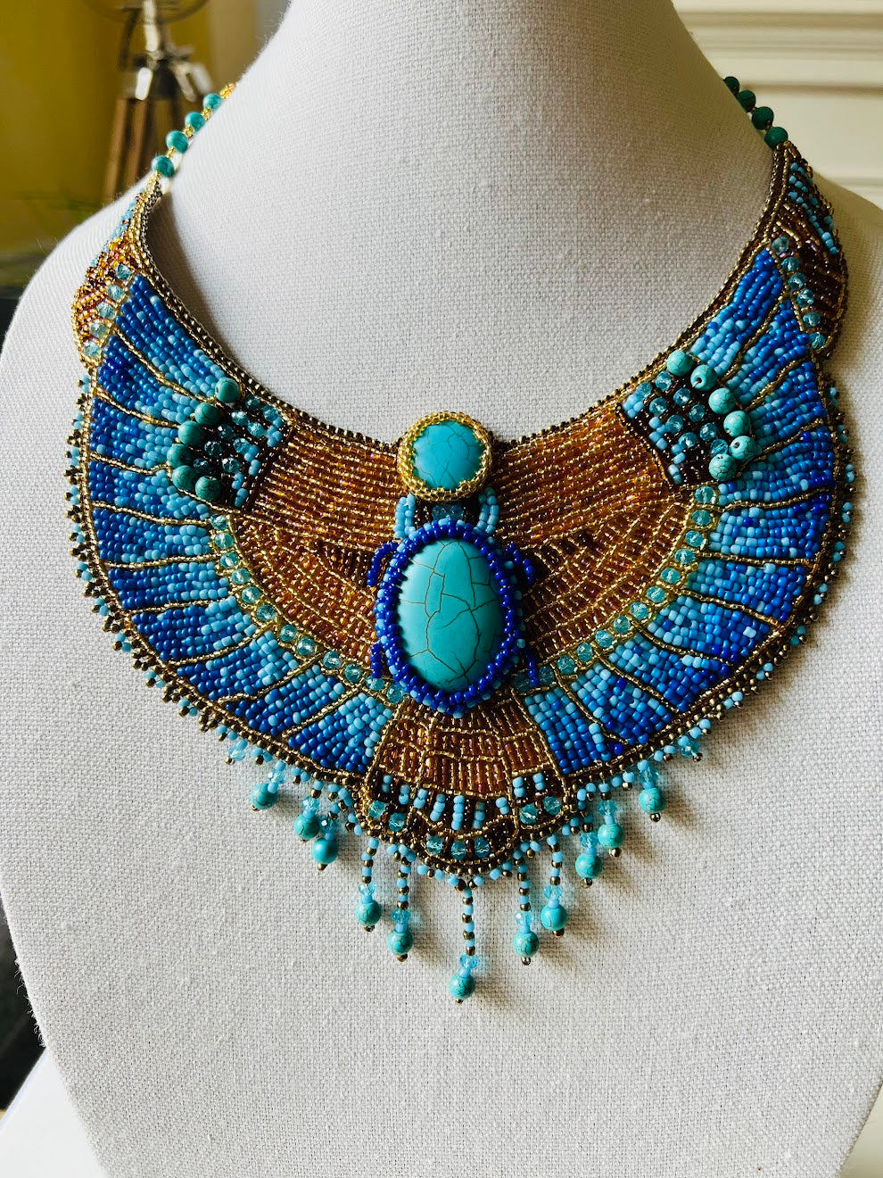 Cleopatra Necklace - Egyptian beaded embroidered collar necklace