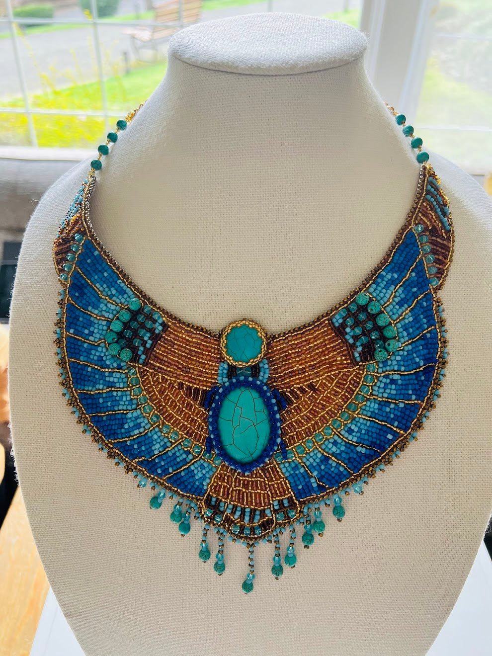 Cleopatra Necklace - Egyptian beaded embroidered collar necklace