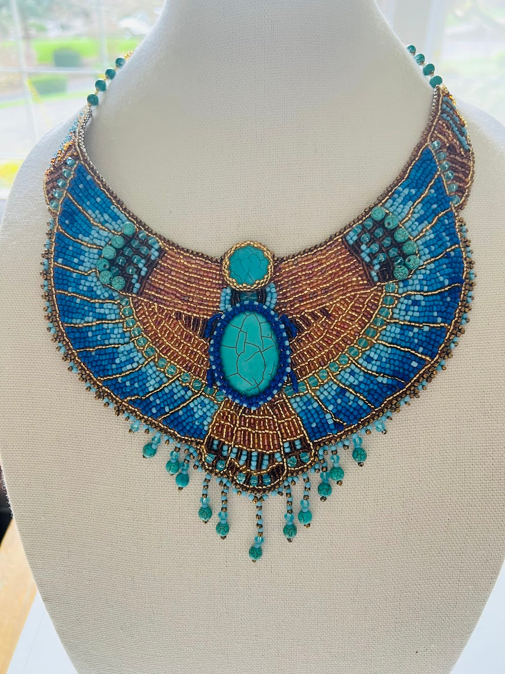 Cleopatra Necklace - Egyptian beaded embroidered collar necklace