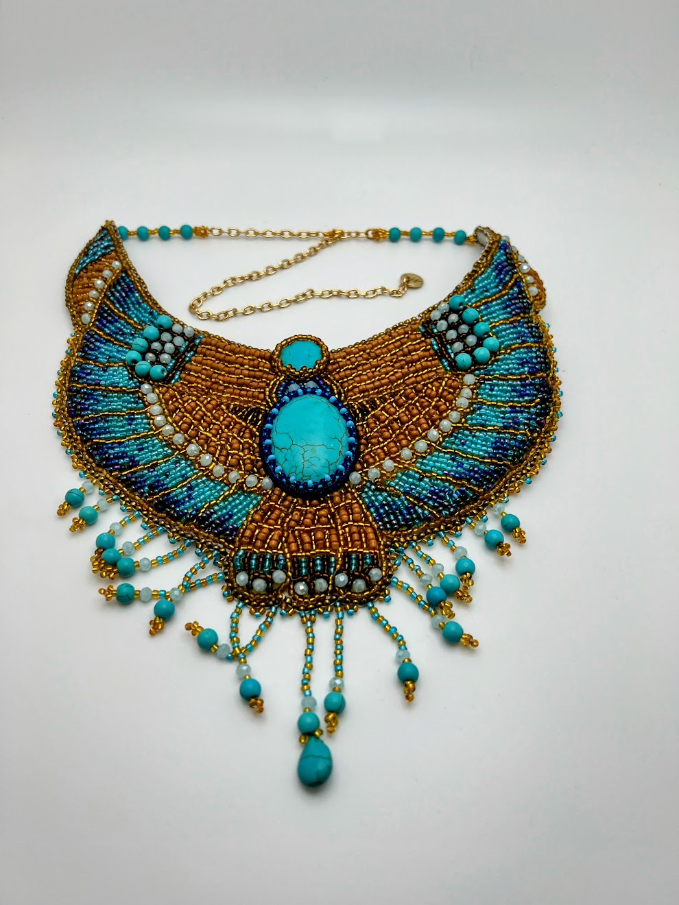 Cleopatra Necklace - Egyptian beaded embroidered collar necklace