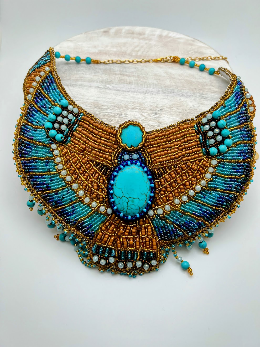 Cleopatra Necklace - Egyptian beaded embroidered collar necklace