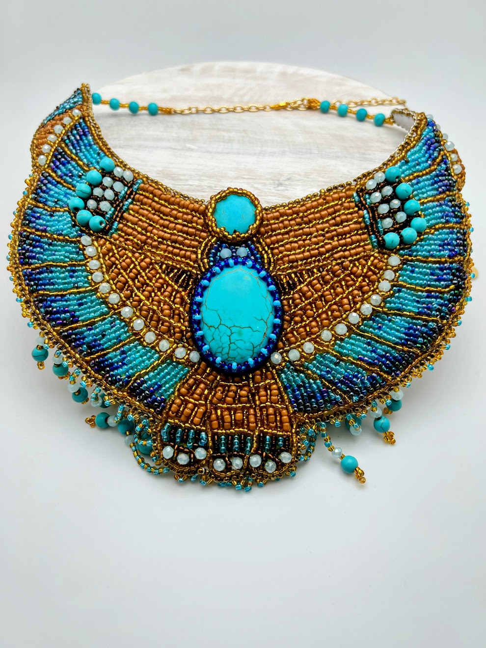 Egyptian Beaded Embroidered Collar Necklace – AlFarid Gifts