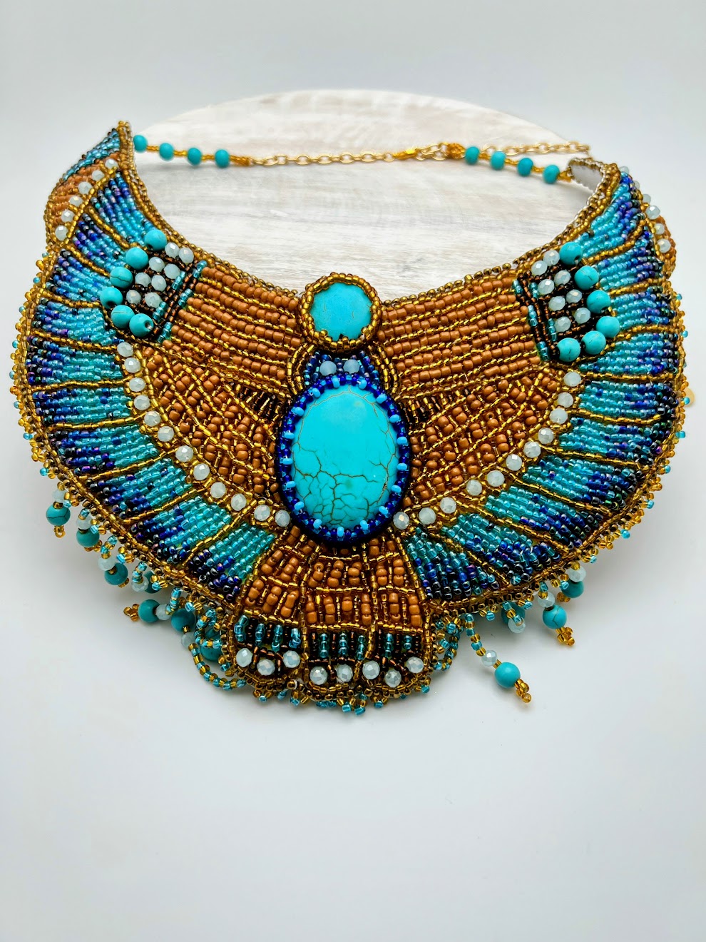 Cleopatra Necklace - Egyptian beaded embroidered collar necklace