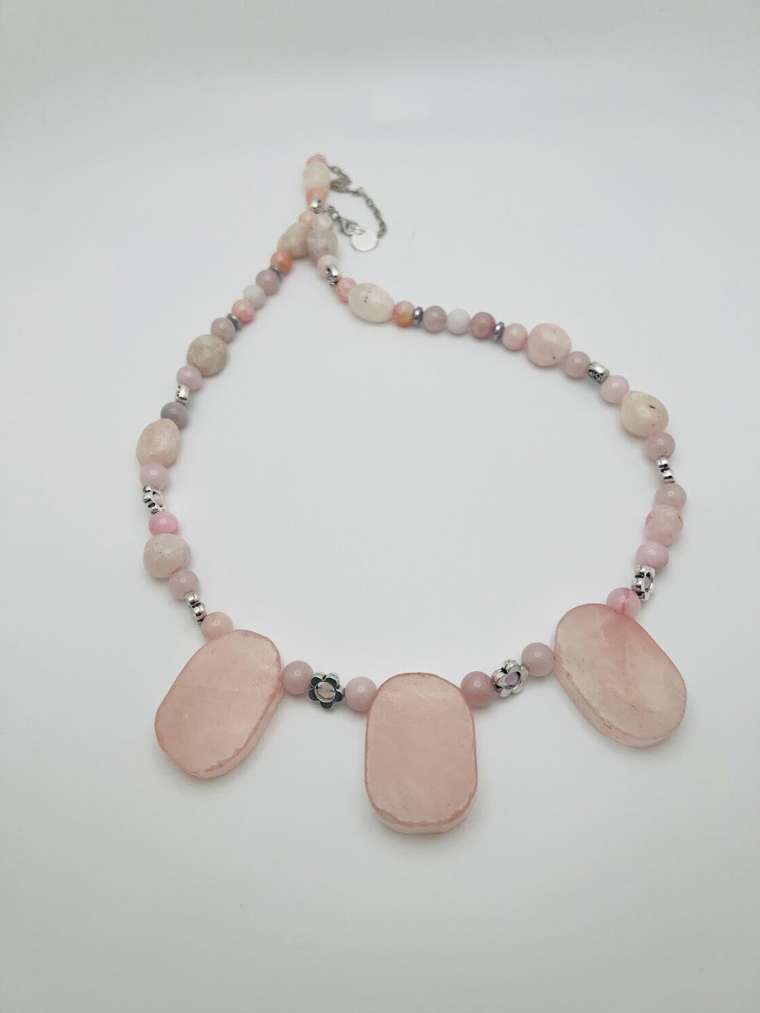 Natural Rose Agate Stone Beads Necklace