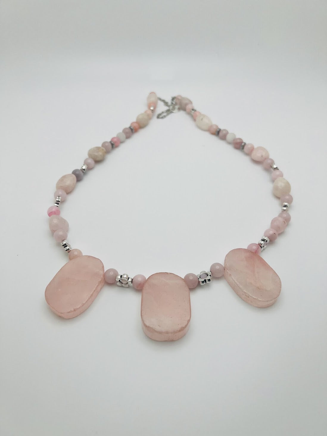 Natural Rose Agate Stone Beads Necklace