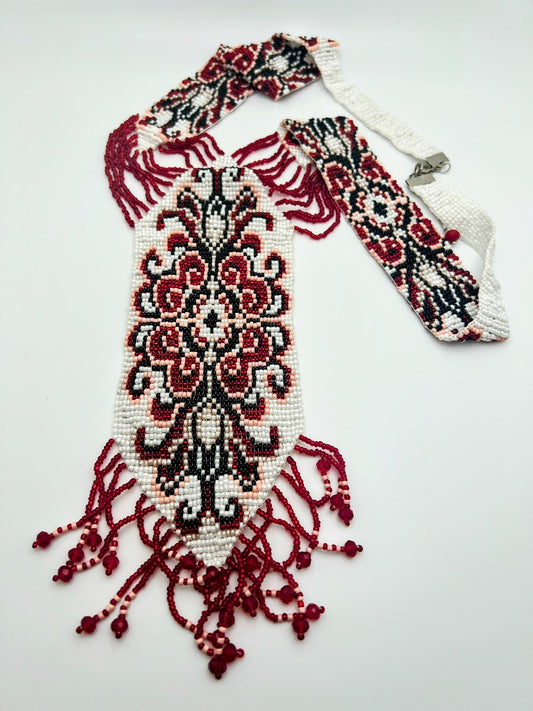 Gold & Black Lady Loom-Beaded Necklace