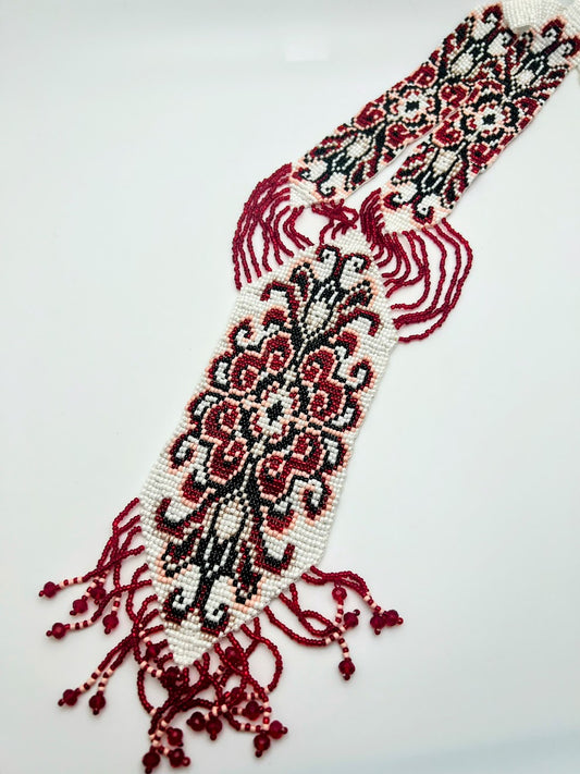 Gold & Black Lady Loom-Beaded Necklace