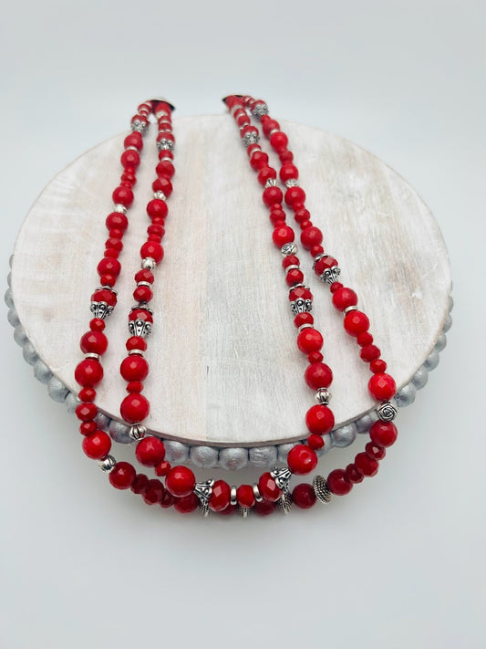 Red Agar Beads Necklace