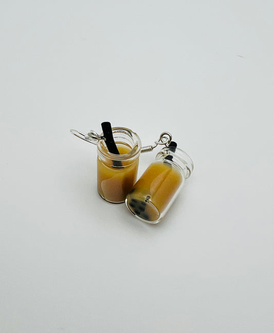 Milk Boba Tea Earrings – Cute Creamy Bubble‑Tea Dangles