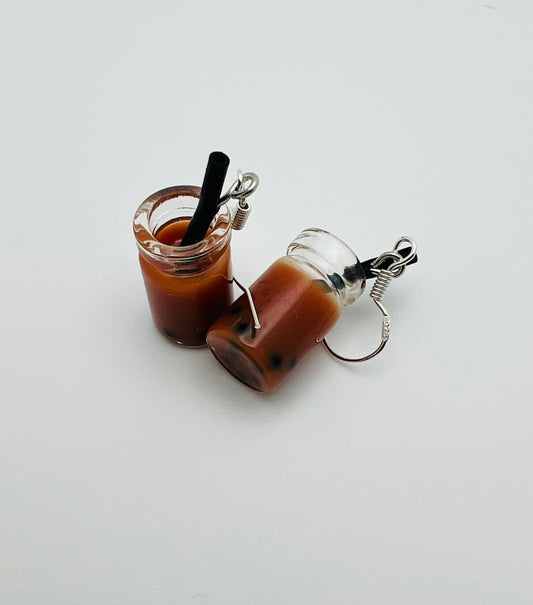 Chocolate Boba Tea Earrings – Adorable Cocoa Bubble-Tea Dangles