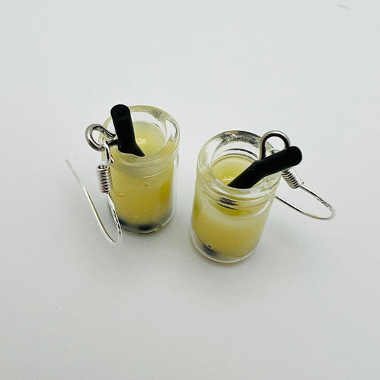 Yellow Boba Tea Earrings – Cheerful Mango Bubble-Tea Dangles