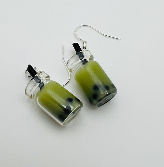 Green Boba Tea Earrings – Cute Matcha Bubble-Tea Dangles
