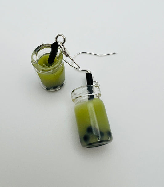 Green Boba Tea Earrings – Cute Matcha Bubble-Tea Dangles