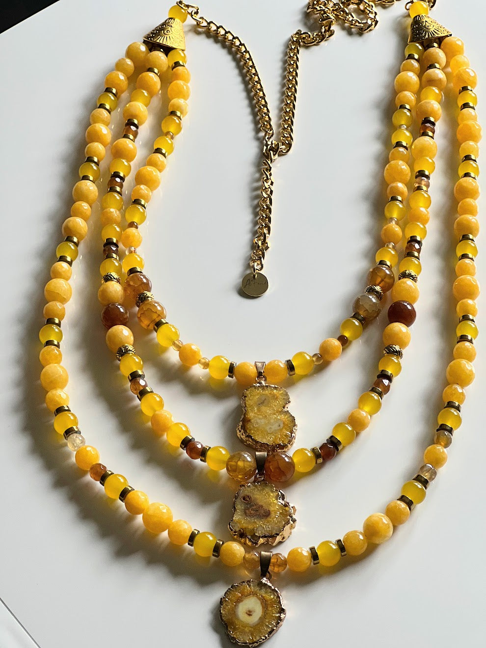 Natural Yellow Gemstone with Agate Stone Charms
