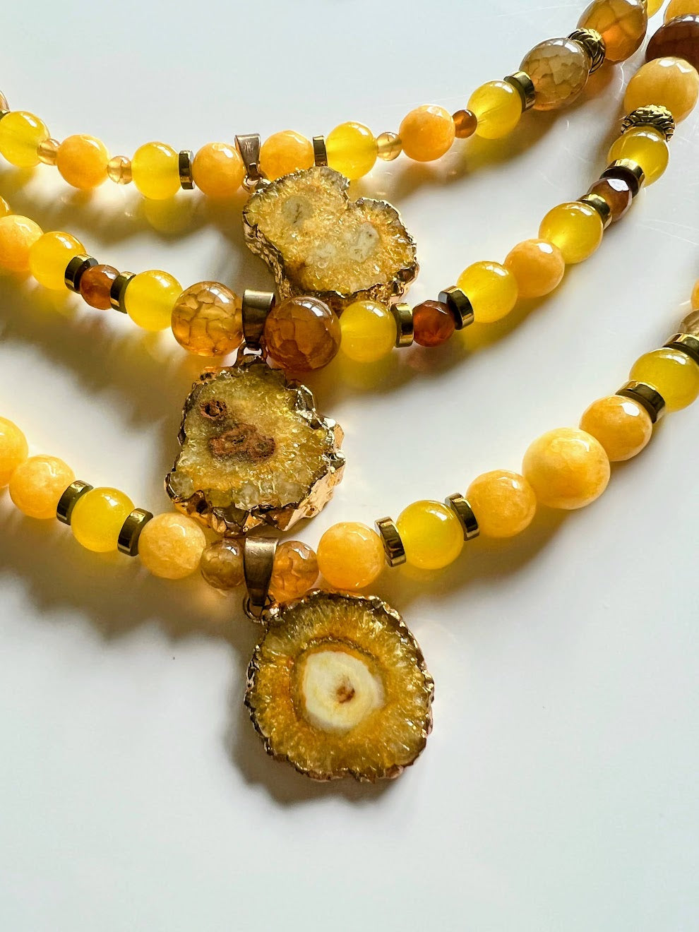 Natural Yellow Gemstone with Agate Stone Charms
