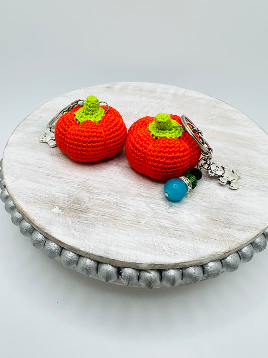 Stuffed Pumpkin Keychain - Crochet Knitted Amigurumi Toy