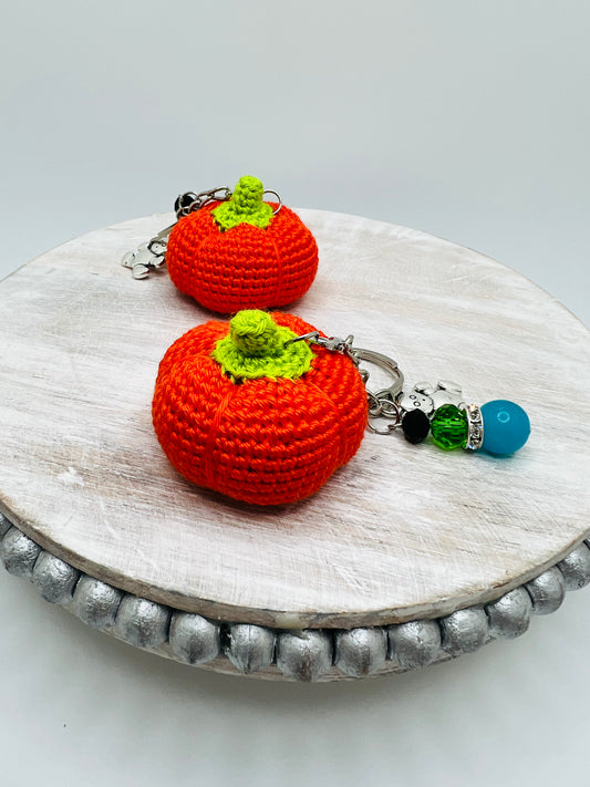Stuffed Pumpkin Keychain - Crochet Knitted Amigurumi Toy