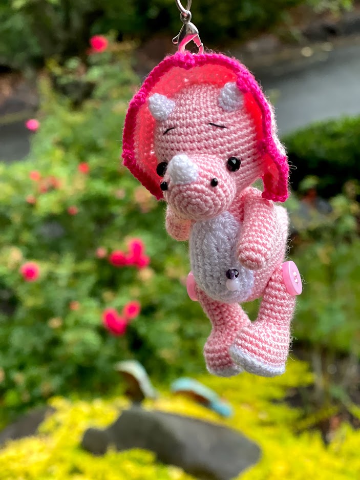 Stuffed Dinosaur  Keychain Toy - Crochet Knitted Amigurumi Toy