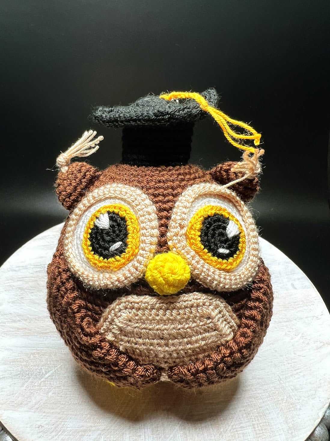 Stuffed Owl Toy With Graduated Hat - Crochet Knitted Amigurumi Toy