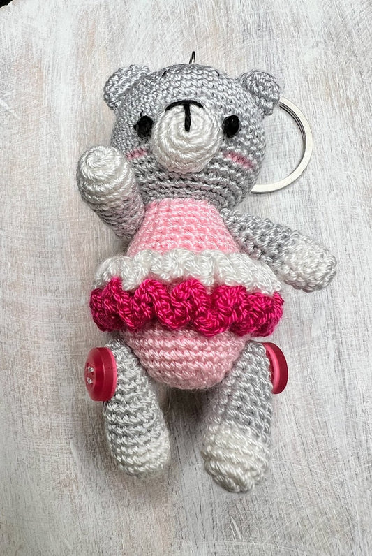 Stuffed Bear Keychain Toy - Crochet Knitted Amigurumi Toy