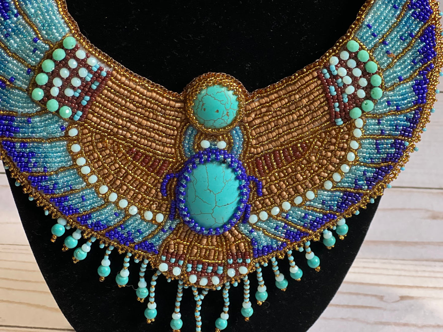 Cleopatra Necklace - Egyptian beaded embroidered collar necklace