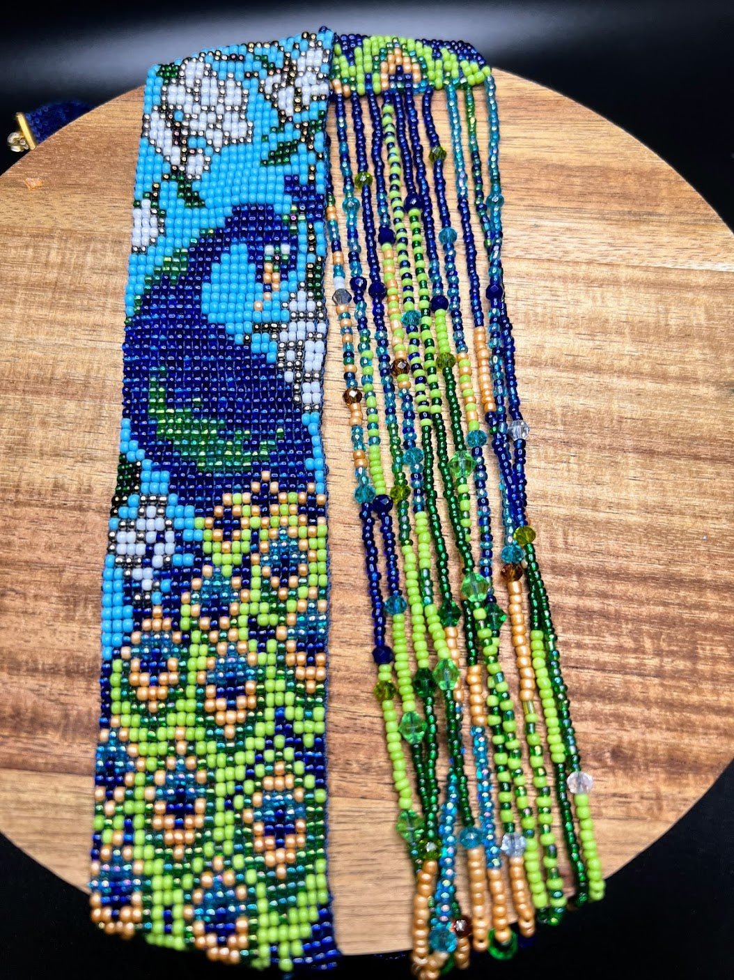 Blue Peacock Design Loom Beaded Necklaces